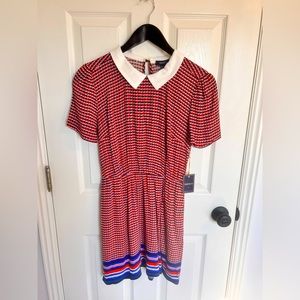 Cute red and blue dress with white collar